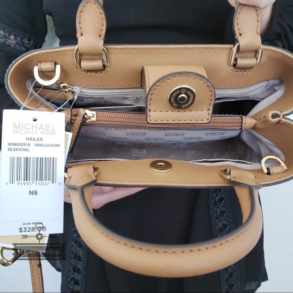 NWT Michael Kors Hailee Xs Satchel Vanilla Acorn - Picture 7 of 8